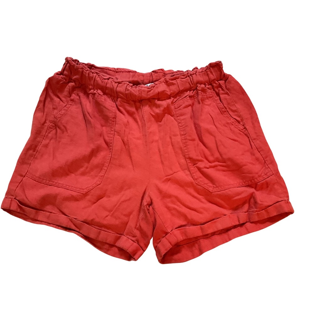 Briggs Womens Red Elastic Waist Cuffed Patch Pocket Casual Shorts Size M